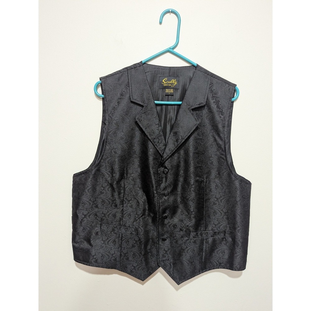 Vintage Scully Western Vest Mens Formal Lined Paisley Design Polyester L
